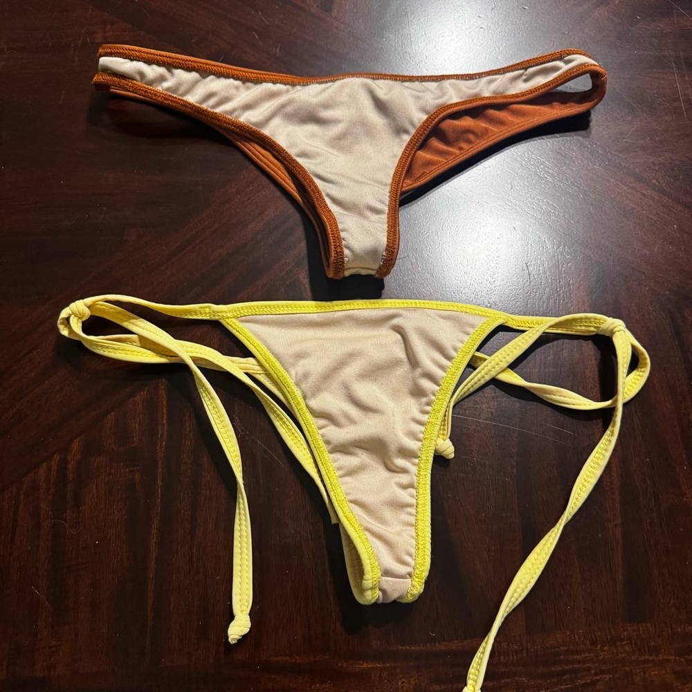 Blue Moves Bikini Bottoms Lot of 2 Size Small Tie Side Yellow & Rust - Picture 6 of 12